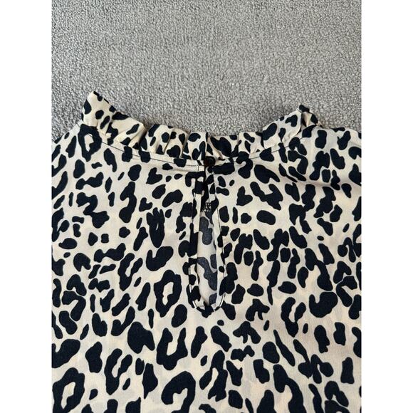 Womens Blouse Sleeveless Leopard Print Ruffle Career Size XL - Picture 6 of 7